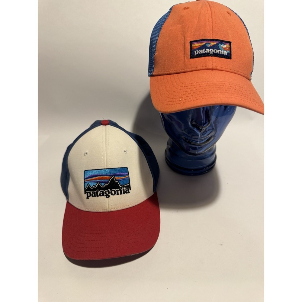 Patagonia Lot Of 2 Mesh Snapback Hats Adjustable Outdoors